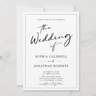 All in One QR Code RSVP Modern Calligraphy Wedding Invitation