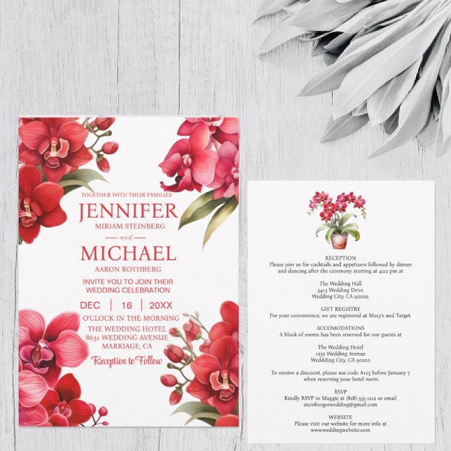 All in One Red Orchids Wedding Invitations (Creator Uploaded)