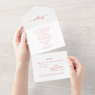 All in One Red Roses Wedding Invite