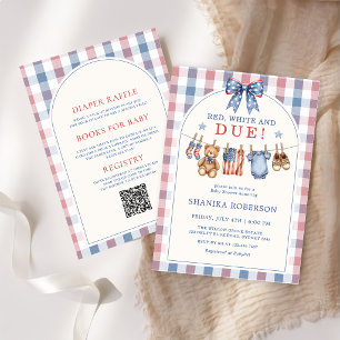 All in One Red White and Due Baby Shower Invitation
