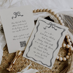 All in One Romantic Bow Handwritten Bridal Shower Invitation