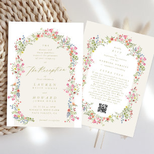  all in one RSVP DETAILS floral arch reception Invitation