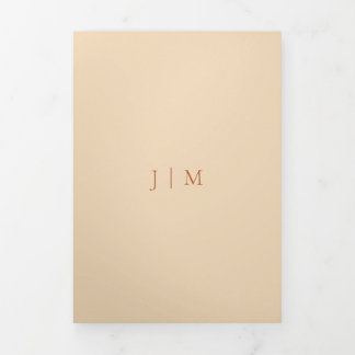 All in one rsvp Terracotta minimal wedding Tri-Fold Card