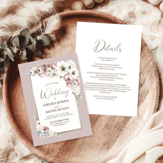 All In One Rustic Autumn Floral Wedding Invitation (Creator Uploaded)