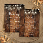All In One Rustic Barn Wood String Lights Wedding Invitation<br><div class="desc">This all-in-one rustic barn wood string lights wedding invitation can be personalised with your information in modern typography and wedding details on the reverse. Designed by Thisisnotme©</div>