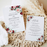 All In One Rustic Burgundy Blush Floral Wedding Invitation<br><div class="desc">This elegant Romantic Blooms collection features watercolor burgundy and blush florals with greenery leaves paired with a classy serif & delicate sans font in black,  with an option to include additional details on the back. Matching items available.</div>