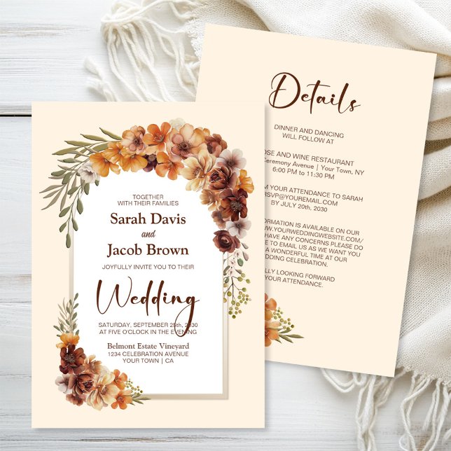 All in One Rustic Floral Arch Wedding Invitation (Creator Uploaded)