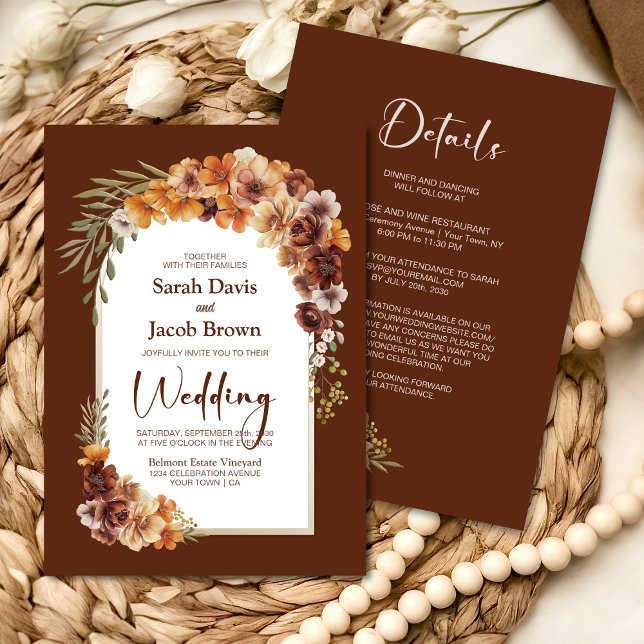 All in One Rustic Floral Terracotta Arch Wedding Invitation (Creator Uploaded)