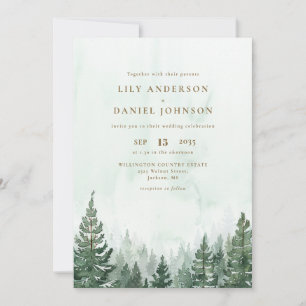 All In One Rustic Pine Tree Forest Wedding Invitation