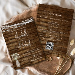 All In One Rustic QR Code Country Jar Wedding  Invitation<br><div class="desc">Rustic Farmhouse String Lights and Jar of Baby's Breath Wedding Invitations on Wood background - includes beautiful and elegant script typography with modern Country Farm House Sparkle for the special Wedding day celebration.</div>