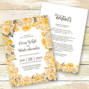 All In One Rustic Yellow Floral Wedding Invitation