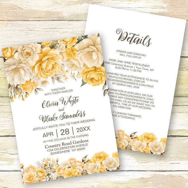 All In One Rustic Yellow Floral Wedding Invitation (Creator Uploaded)