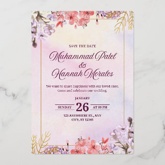 All in One Sage Green French Floral Wedding Invita