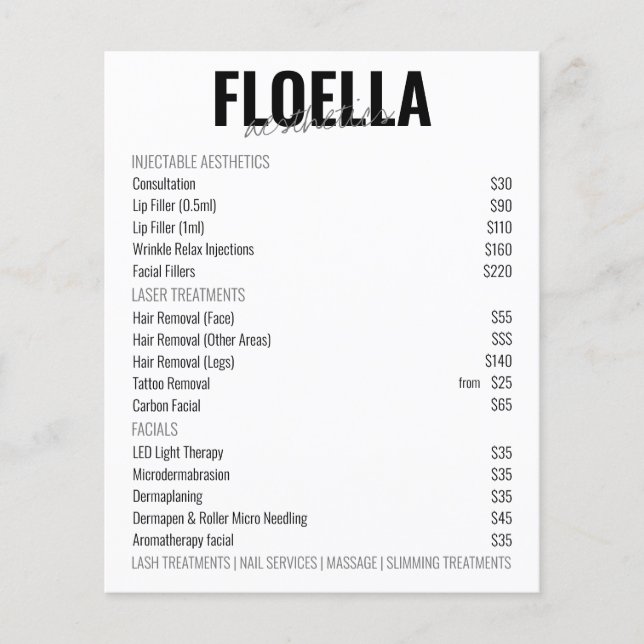 All in One Salon Services Price List QR Booking Flyer (Front)