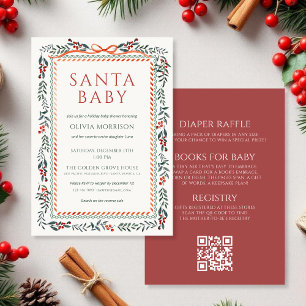 All in One Santa Baby Bow Christmas Baby Shower Invitation