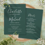 All In One Script Emerald Green Wedding Invitation<br><div class="desc">Featuring signature style names,  this elegant emerald green wedding invitation can be personalised with all your special wedding day information on the reverse including your RSVP,  accommodation,  and additional details. Designed by Thisisnotme©</div>