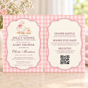All in One Silly Goose Pink Bow Baby Shower Invitation