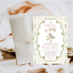 All In One Silly Goose Pink Green Baby Shower Invitation