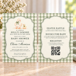 All in One Silly Goose Sage Green Baby Shower Invitation