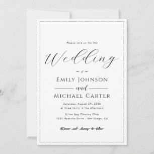 All-In-One Simple Classic Black & White Wedding In Invitation