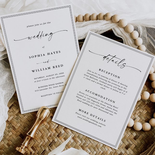 All-In-One Simple Classic Black & White Wedding Invitation (Creator Uploaded)
