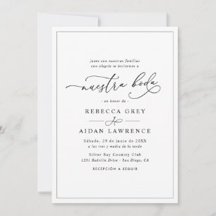 All-In-One Simple Classic Nuestra Boda Wedding Invitation
