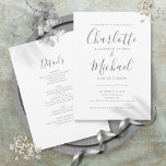 All In One Simple Elegant Script Wedding  Invitation<br><div class="desc">Featuring signature style names,  this elegant grey and white wedding invitation can be personalised with all your special wedding day information on the reverse including your RSVP,  accommodation,  and additional details. Designed by Thisisnotme©</div>