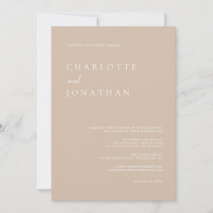 All in One Simple Modern Script Taupe Pink Wedding Invitation