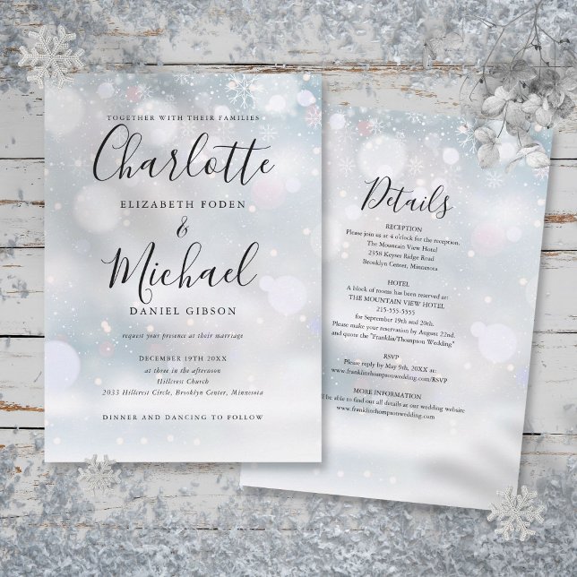 All In One Snowflakes Winter Wedding Invitation (All In One Snowflakes Winter Wedding Invitation)