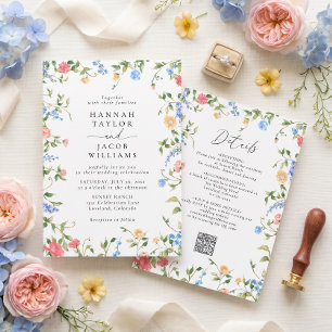 All in One Soft Pastel Wildflower Floral Wedding Invitation