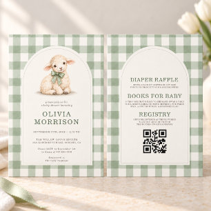 All in One Spring Lamb Gingham Baby Shower Invitation