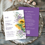 All in One Sunflower and Lavender Wedding Invitation<br><div class="desc">All in One Watercolor Sunflower and Lavender Monogram Wedding Invitation... Sunflower symbolism: happiness, joy, enduring love. Lavender flower symbolism: love and devotion, calmness. Our "All in One" floral wedding invitation features a beautiful bouquet of watercolor sunflowers and lavender setting off the bride and groom's monogram initials and the invitation text...</div>