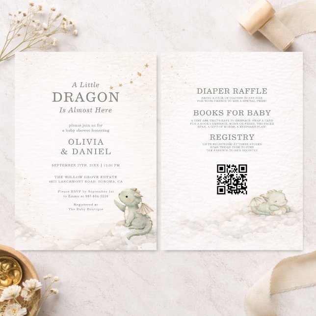 All in One Sweet Little Dragon Couples Baby Shower Invitation (Creator Uploaded)