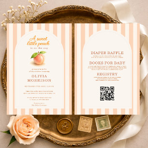 All in One Sweet Little Peach Stripes Baby Shower Invitation