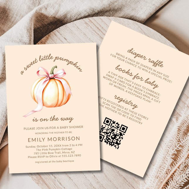 All in One Sweet Little Pumpkin Fall Baby Shower Invitation (Creator Uploaded)