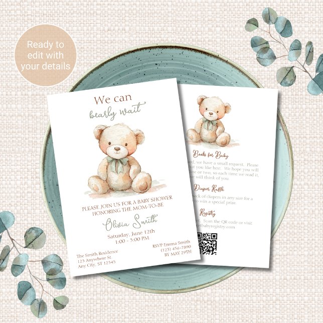 All in One Teddy Bear Baby Shower Invitation (Creator Uploaded)