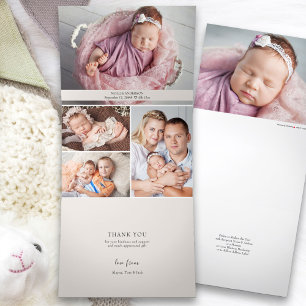 All in One Thank You and Birth 5 Baby Photo  Tri-Fold Announcement