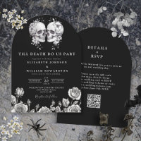 All In One Till Death Gothic Skull QR Code Wedding