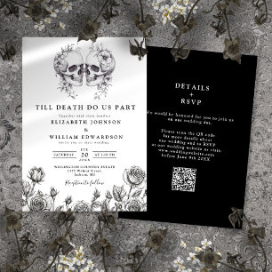 All In One Till Death Gothic Skull QR Code Wedding Invitation