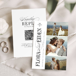 All in One Timeless Typography 3 photo Wedding Invitation