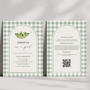 All in One Two Peas in a Pod  Gingham Baby Shower  Invitation