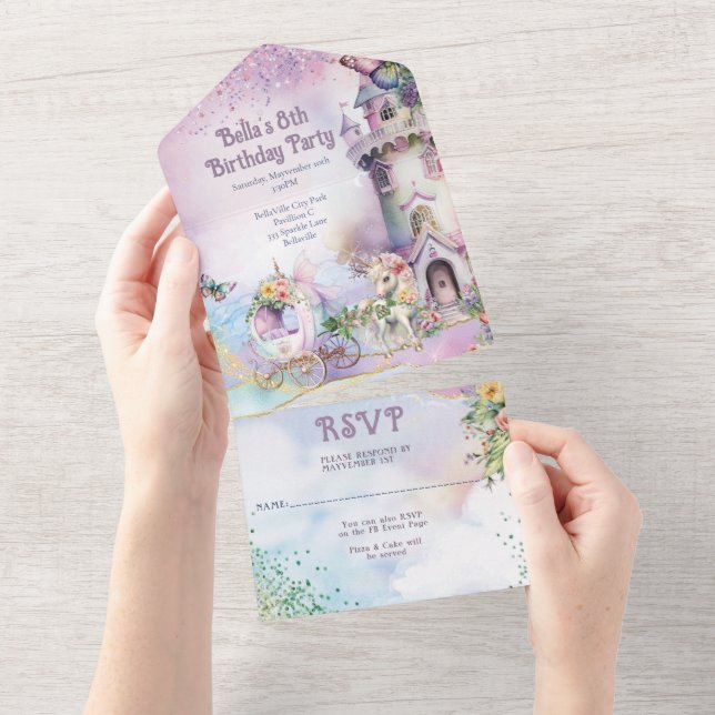 ALL IN ONE Unicorn Birthday Invitation (Tearaway)