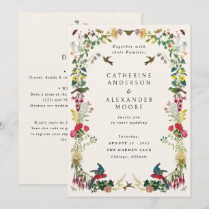 All In One Vintage Floral Garden Wedding Invitation