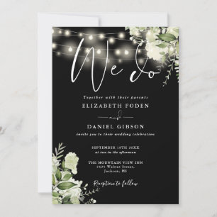 All In One We Do Floral String Lights Wedding Invitation