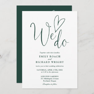 All In One We Do Heart Emerald Green Wedding Invitation