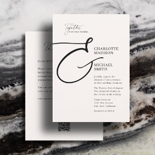 All In One Wedding Elegant Ampersand Ivory Invitation