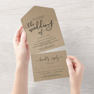 All in One Wedding Invitation with RSVP & Registry