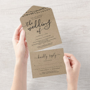 All in One Wedding Invitation with RSVP & Registry