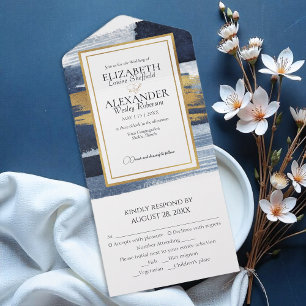 All In One Wedding Invitations Abstract Blue