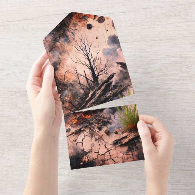 All in One Wedding Invite - Artistic Design (Tearaway)